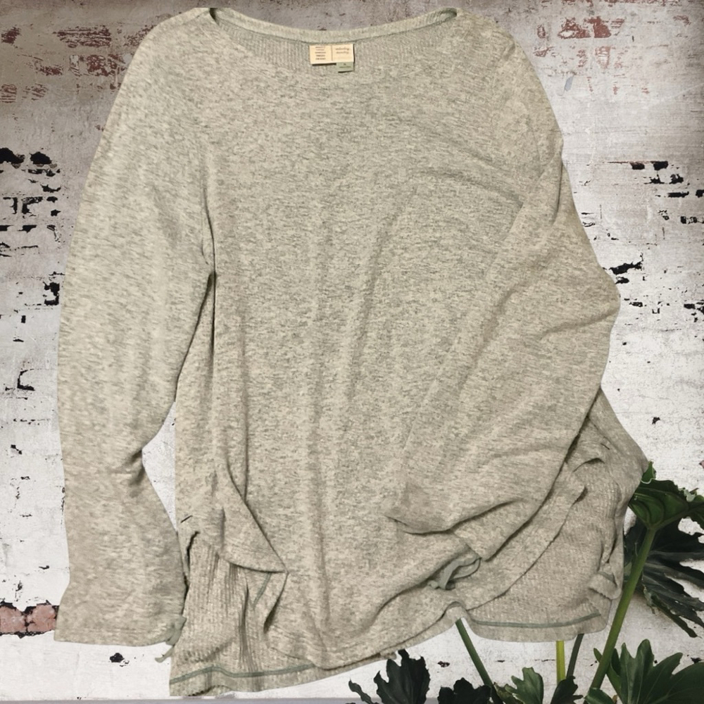 Saturday Sunday Heathered Green Ribbed Knit tunic Sweater XL